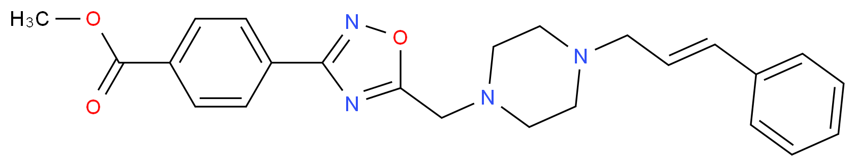 methyl 4-[5-({4-[(2E)-3-phenyl-2-propen-1-yl]-1-piperazinyl}methyl)-1,2,4-oxadiazol-3-yl]benzoate_Molecular_structure_CAS_)