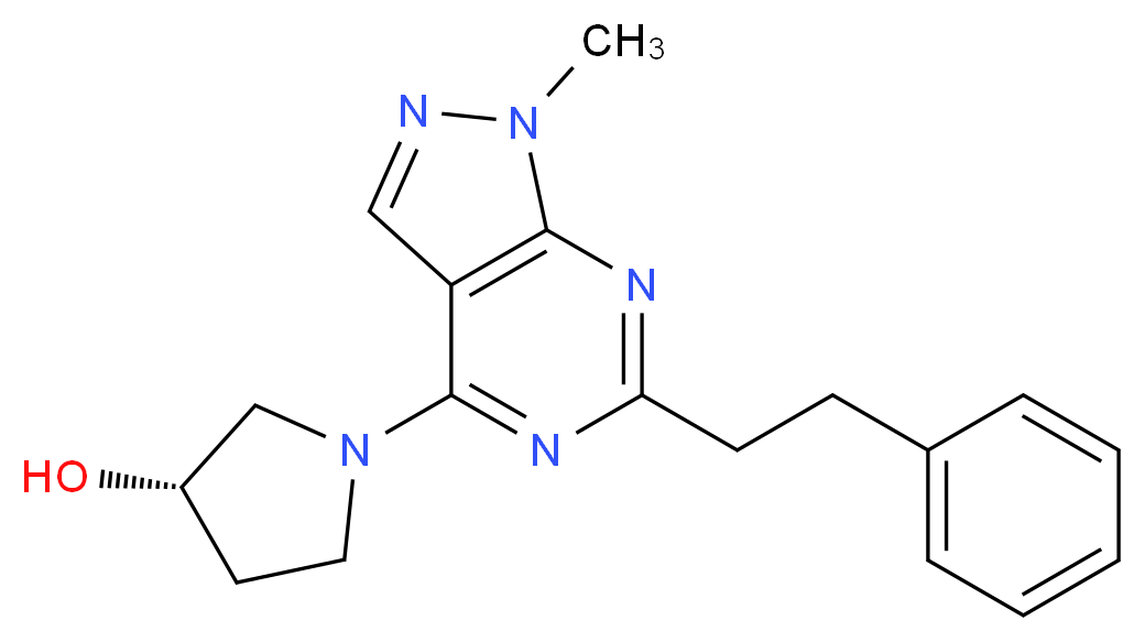 (3S)-1-[1-methyl-6-(2-phenylethyl)-1H-pyrazolo[3,4-d]pyrimidin-4-yl]-3-pyrrolidinol_Molecular_structure_CAS_)