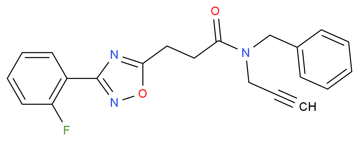 N-benzyl-3-[3-(2-fluorophenyl)-1,2,4-oxadiazol-5-yl]-N-prop-2-yn-1-ylpropanamide_Molecular_structure_CAS_)