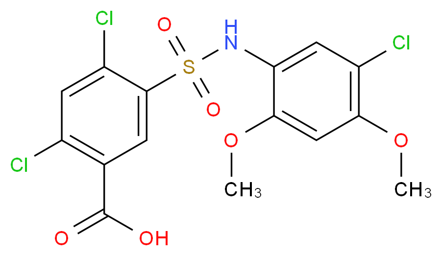 2,4-Dichloro-5-(5-chloro-2,4-dimethoxy-phenylsulfamoyl)-benzoic acid_Molecular_structure_CAS_)