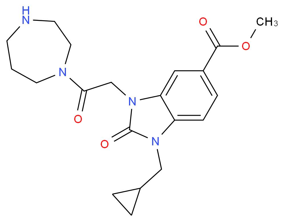 methyl 1-(cyclopropylmethyl)-3-[2-(1,4-diazepan-1-yl)-2-oxoethyl]-2-oxo-2,3-dihydro-1H-benzimidazole-5-carboxylate_Molecular_structure_CAS_)