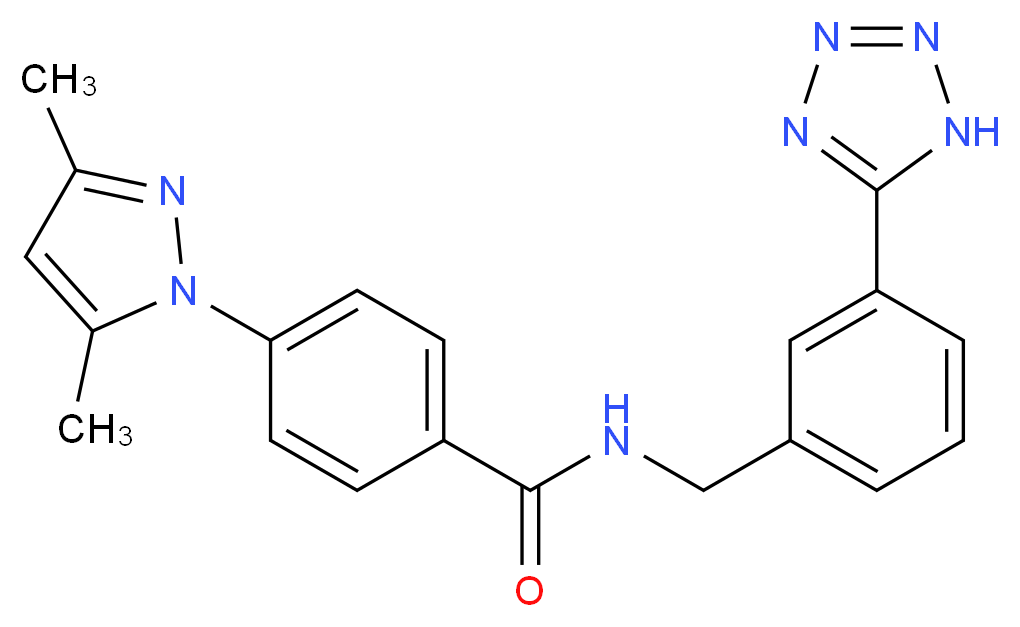 4-(3,5-dimethyl-1H-pyrazol-1-yl)-N-[3-(1H-tetrazol-5-yl)benzyl]benzamide_Molecular_structure_CAS_)