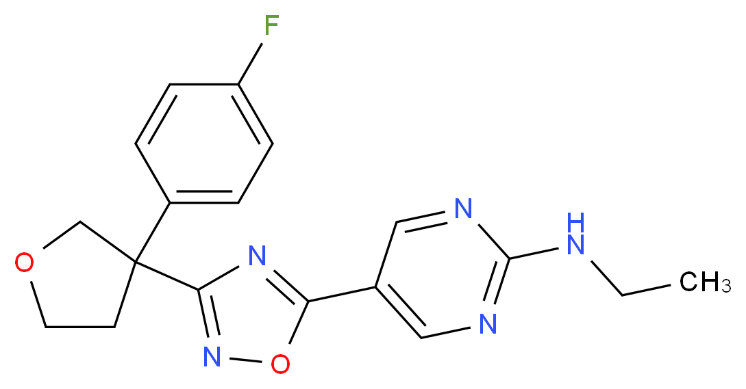 N-ethyl-5-{3-[3-(4-fluorophenyl)tetrahydrofuran-3-yl]-1,2,4-oxadiazol-5-yl}pyrimidin-2-amine_Molecular_structure_CAS_)