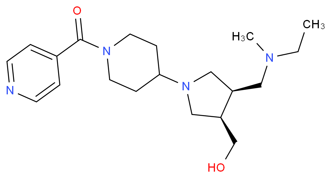 [(3R*,4R*)-4-{[ethyl(methyl)amino]methyl}-1-(1-isonicotinoylpiperidin-4-yl)pyrrolidin-3-yl]methanol_Molecular_structure_CAS_)