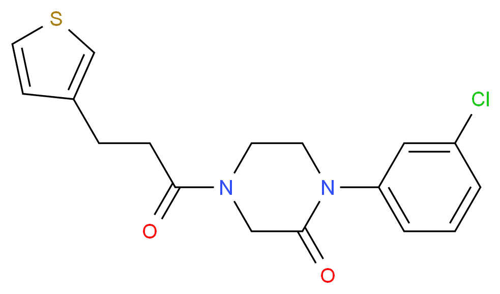 1-(3-chlorophenyl)-4-[3-(3-thienyl)propanoyl]-2-piperazinone_Molecular_structure_CAS_)