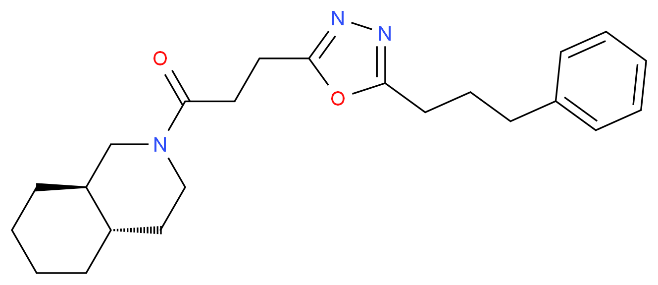(4aS*,8aR*)-2-{3-[5-(3-phenylpropyl)-1,3,4-oxadiazol-2-yl]propanoyl}decahydroisoquinoline_Molecular_structure_CAS_)