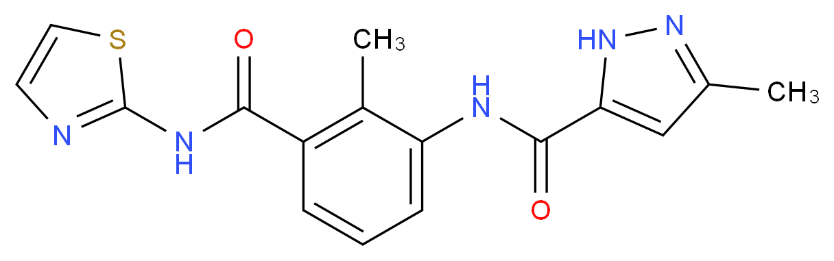 3-methyl-N-{2-methyl-3-[(1,3-thiazol-2-ylamino)carbonyl]phenyl}-1H-pyrazole-5-carboxamide_Molecular_structure_CAS_)