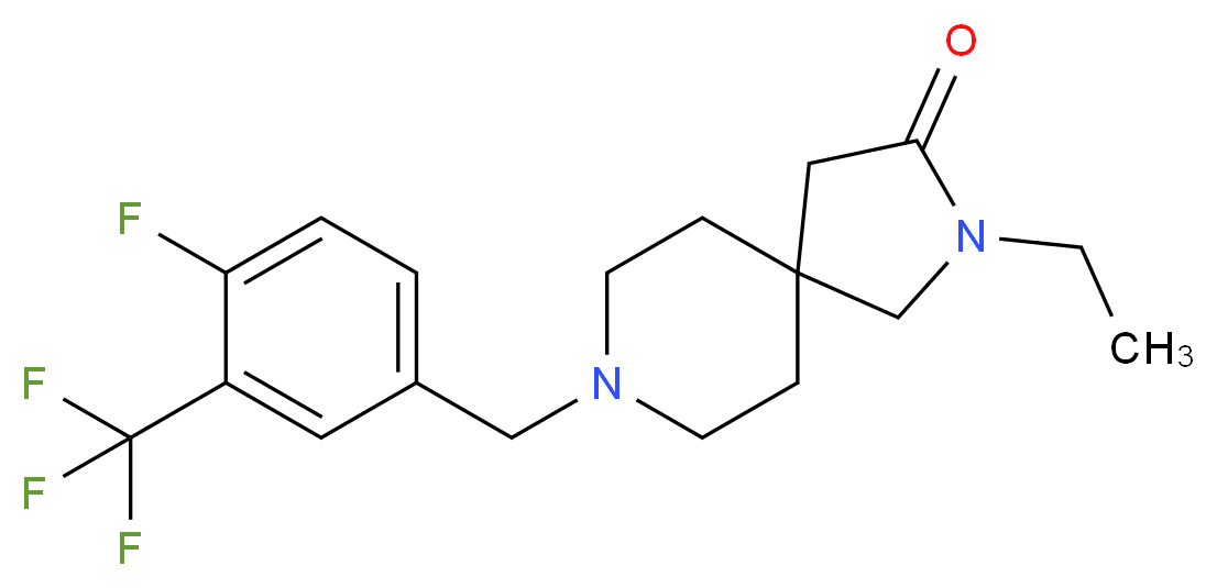2-ethyl-8-[4-fluoro-3-(trifluoromethyl)benzyl]-2,8-diazaspiro[4.5]decan-3-one_Molecular_structure_CAS_)
