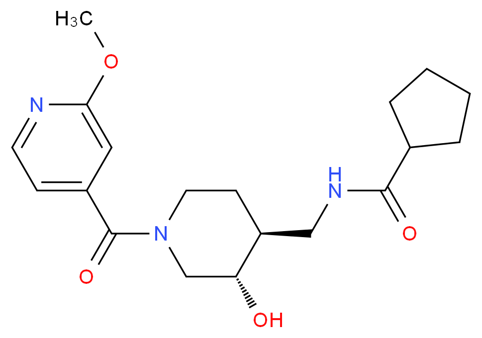 N-{[(3S*,4S*)-3-hydroxy-1-(2-methoxyisonicotinoyl)piperidin-4-yl]methyl}cyclopentanecarboxamide_Molecular_structure_CAS_)