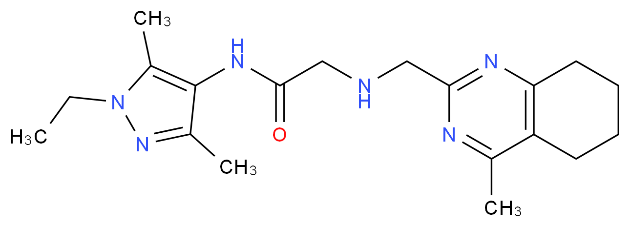 N-(1-ethyl-3,5-dimethyl-1H-pyrazol-4-yl)-2-{[(4-methyl-5,6,7,8-tetrahydroquinazolin-2-yl)methyl]amino}acetamide_Molecular_structure_CAS_)