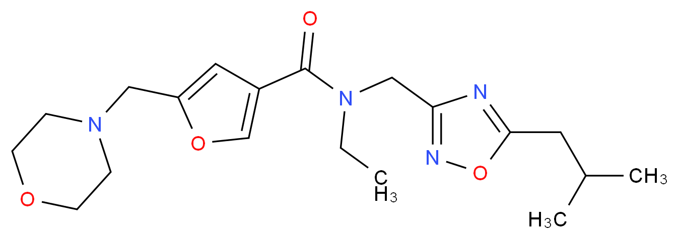 N-ethyl-N-[(5-isobutyl-1,2,4-oxadiazol-3-yl)methyl]-5-(4-morpholinylmethyl)-3-furamide_Molecular_structure_CAS_)