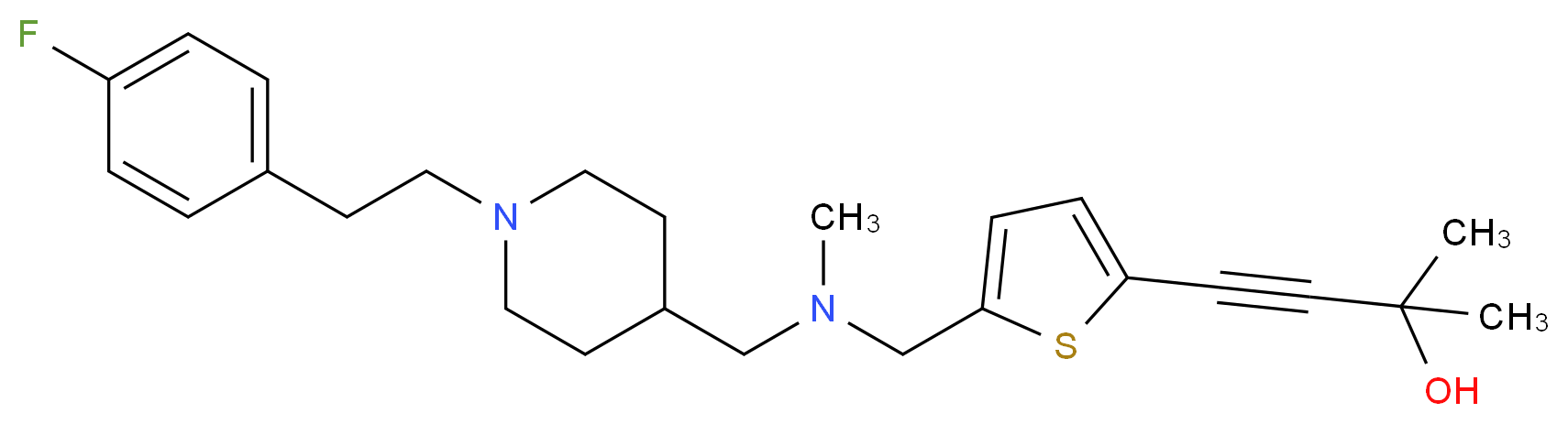 4-(5-{[({1-[2-(4-fluorophenyl)ethyl]-4-piperidinyl}methyl)(methyl)amino]methyl}-2-thienyl)-2-methyl-3-butyn-2-ol_Molecular_structure_CAS_)