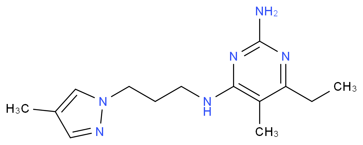 6-ethyl-5-methyl-N~4~-[3-(4-methyl-1H-pyrazol-1-yl)propyl]pyrimidine-2,4-diamine_Molecular_structure_CAS_)