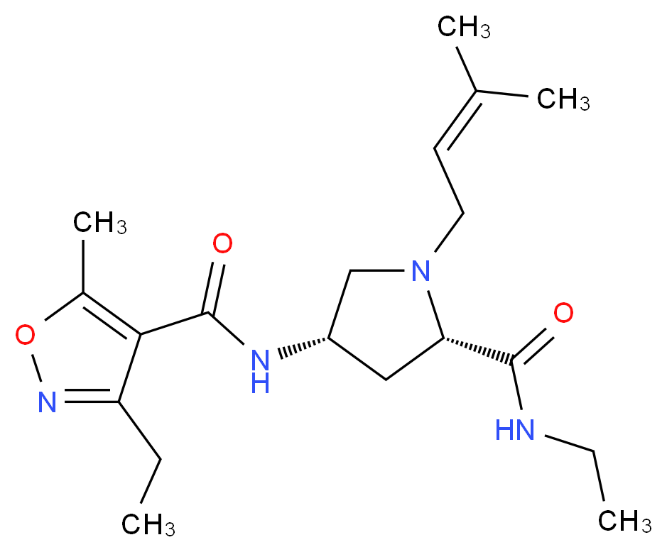 (4S)-N-ethyl-4-{[(3-ethyl-5-methylisoxazol-4-yl)carbonyl]amino}-1-(3-methylbut-2-en-1-yl)-L-prolinamide_Molecular_structure_CAS_)