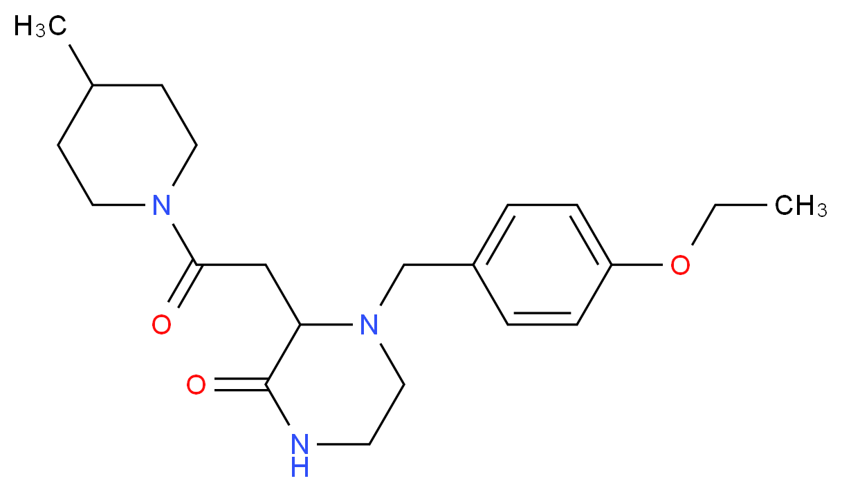 4-(4-ethoxybenzyl)-3-[2-(4-methyl-1-piperidinyl)-2-oxoethyl]-2-piperazinone_Molecular_structure_CAS_)