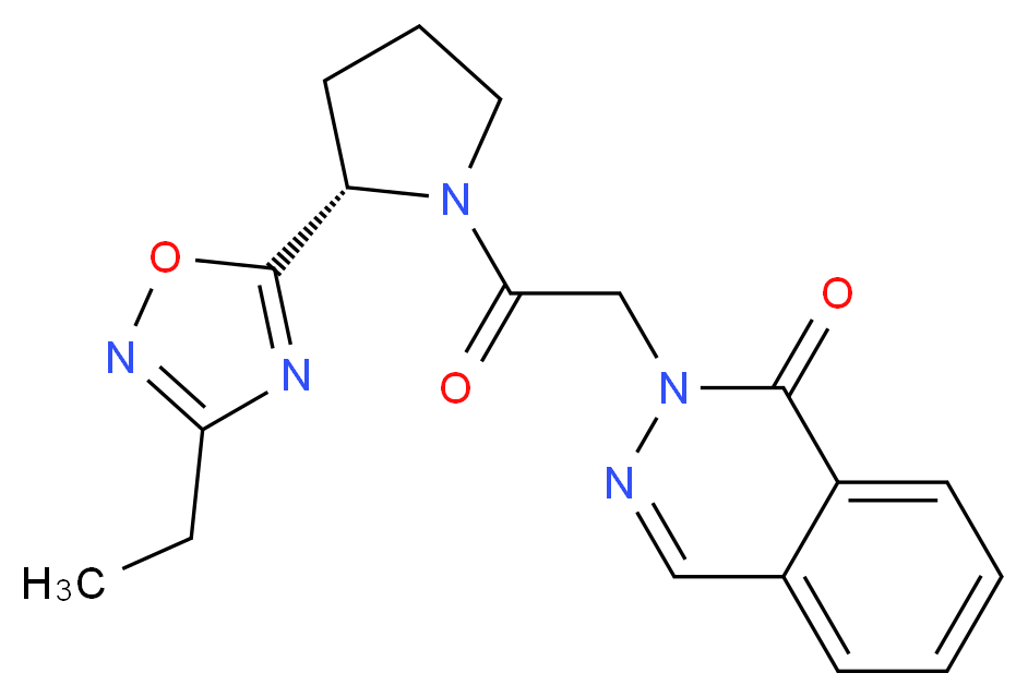 2-{2-[(2S)-2-(3-ethyl-1,2,4-oxadiazol-5-yl)pyrrolidin-1-yl]-2-oxoethyl}phthalazin-1(2H)-one_Molecular_structure_CAS_)
