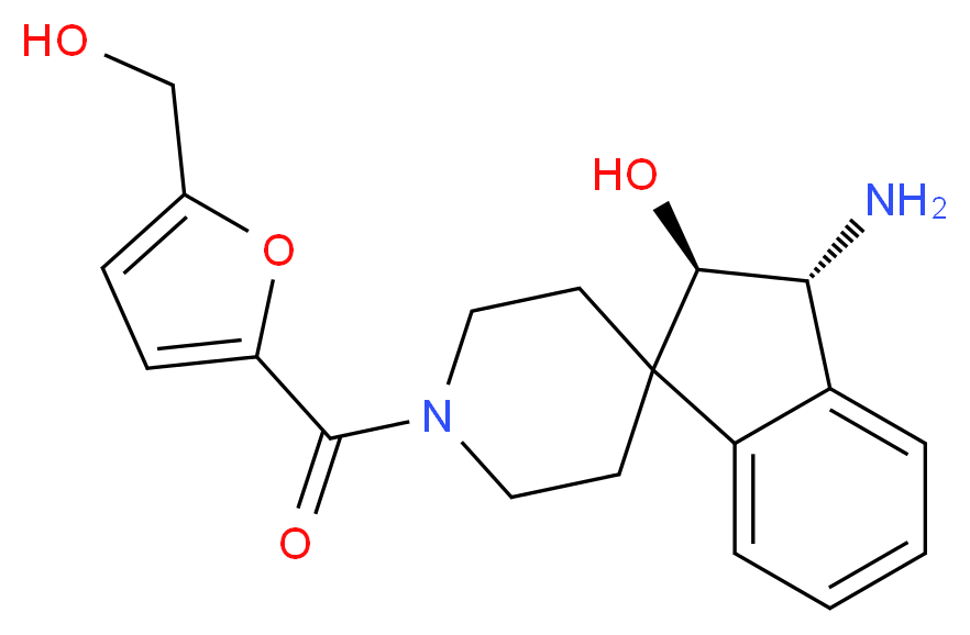 (2R*,3R*)-3-amino-1'-[5-(hydroxymethyl)-2-furoyl]-2,3-dihydrospiro[indene-1,4'-piperidin]-2-ol_Molecular_structure_CAS_)