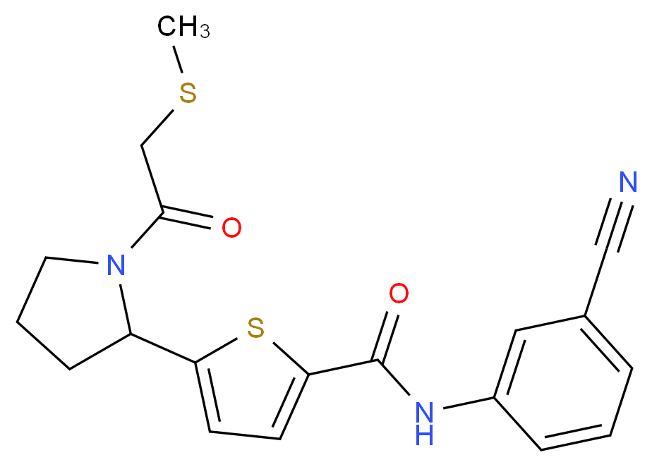 N-(3-cyanophenyl)-5-{1-[(methylthio)acetyl]-2-pyrrolidinyl}-2-thiophenecarboxamide_Molecular_structure_CAS_)
