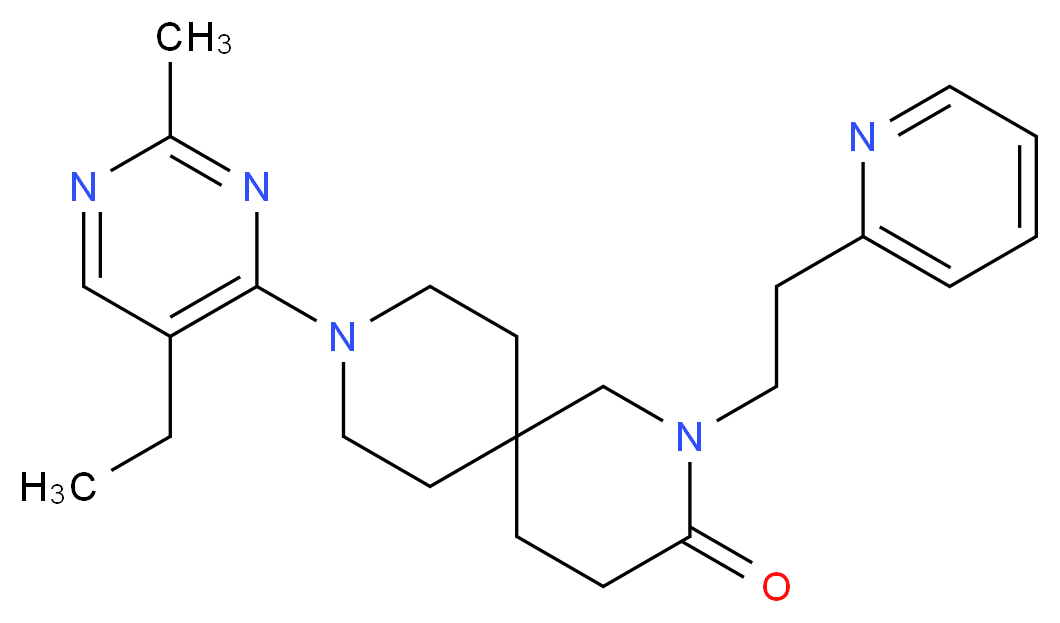 9-(5-ethyl-2-methylpyrimidin-4-yl)-2-(2-pyridin-2-ylethyl)-2,9-diazaspiro[5.5]undecan-3-one_Molecular_structure_CAS_)