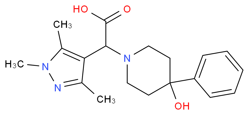 (4-hydroxy-4-phenylpiperidin-1-yl)(1,3,5-trimethyl-1H-pyrazol-4-yl)acetic acid_Molecular_structure_CAS_)