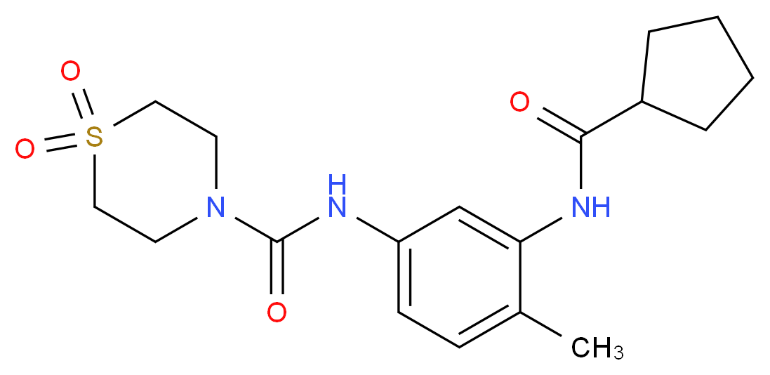 N-{3-[(cyclopentylcarbonyl)amino]-4-methylphenyl}thiomorpholine-4-carboxamide 1,1-dioxide_Molecular_structure_CAS_)