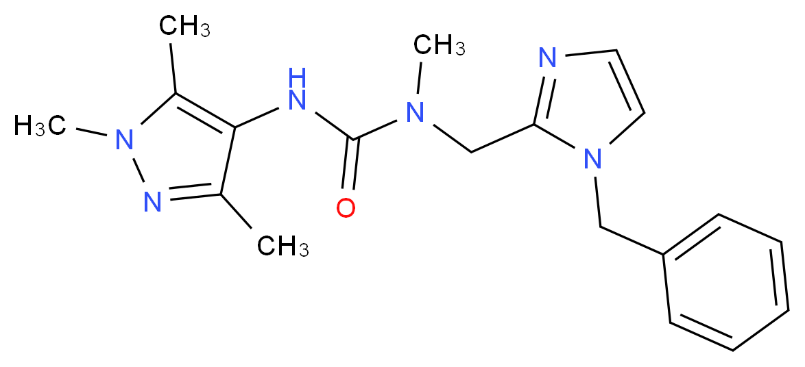 N-[(1-benzyl-1H-imidazol-2-yl)methyl]-N-methyl-N'-(1,3,5-trimethyl-1H-pyrazol-4-yl)urea_Molecular_structure_CAS_)