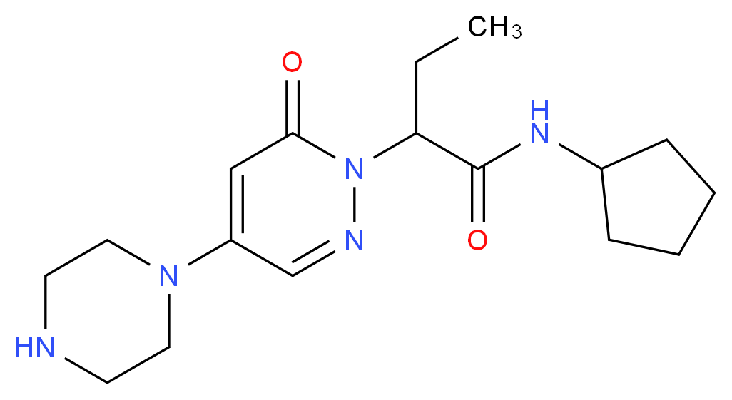 N-cyclopentyl-2-(6-oxo-4-piperazin-1-ylpyridazin-1(6H)-yl)butanamide_Molecular_structure_CAS_)
