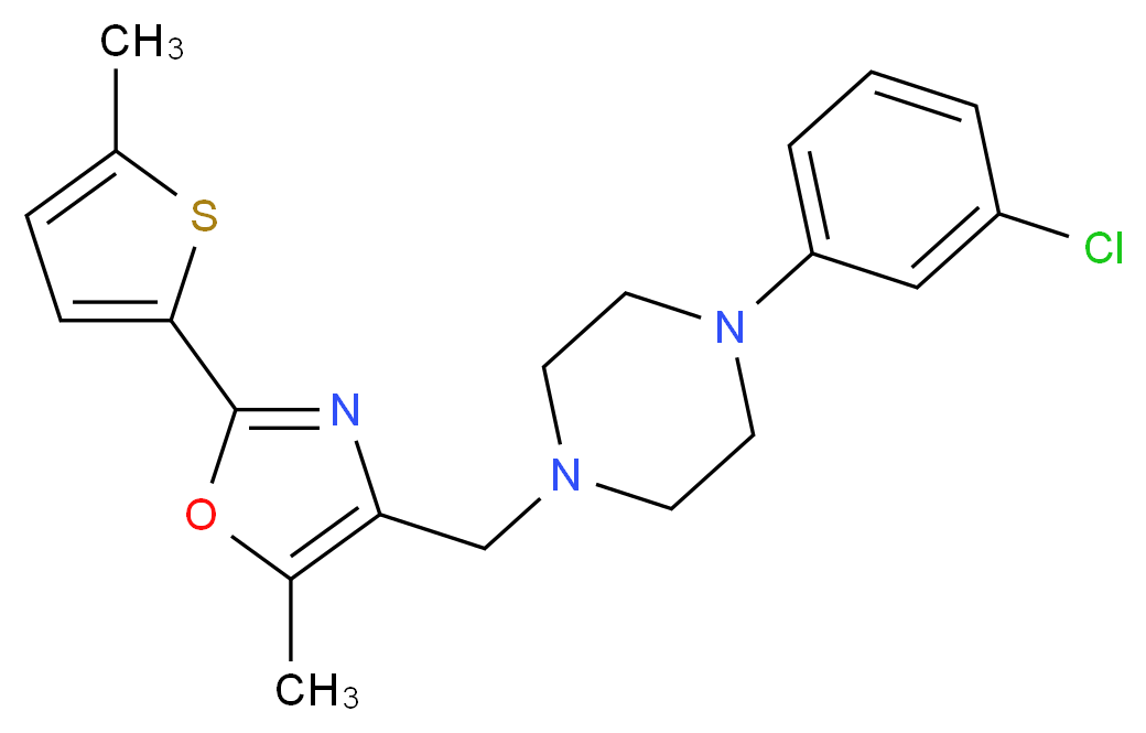 1-(3-chlorophenyl)-4-{[5-methyl-2-(5-methyl-2-thienyl)-1,3-oxazol-4-yl]methyl}piperazine_Molecular_structure_CAS_)