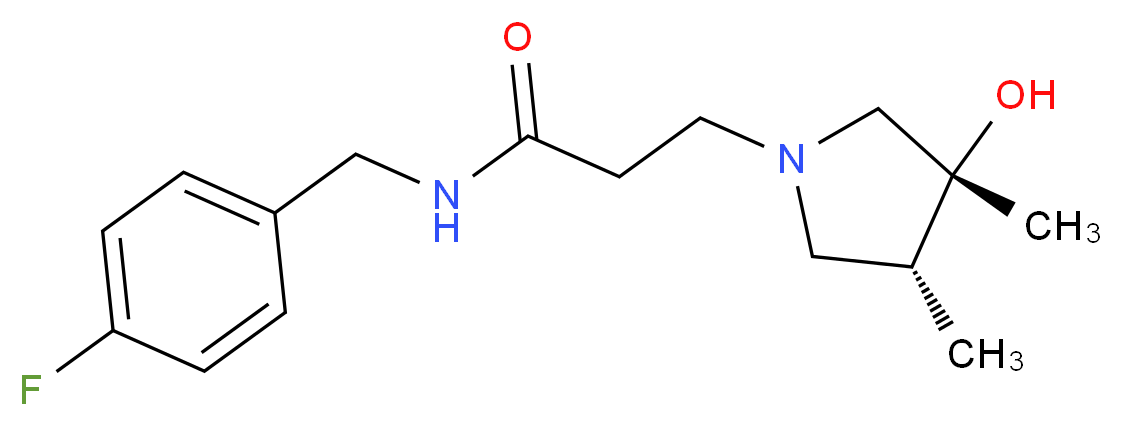 N-(4-fluorobenzyl)-3-[(3R*,4R*)-3-hydroxy-3,4-dimethyl-1-pyrrolidinyl]propanamide_Molecular_structure_CAS_)