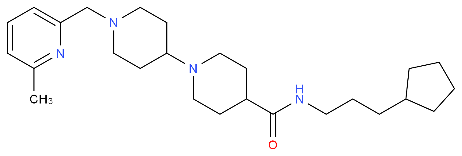 N-(3-cyclopentylpropyl)-1'-[(6-methyl-2-pyridinyl)methyl]-1,4'-bipiperidine-4-carboxamide_Molecular_structure_CAS_)