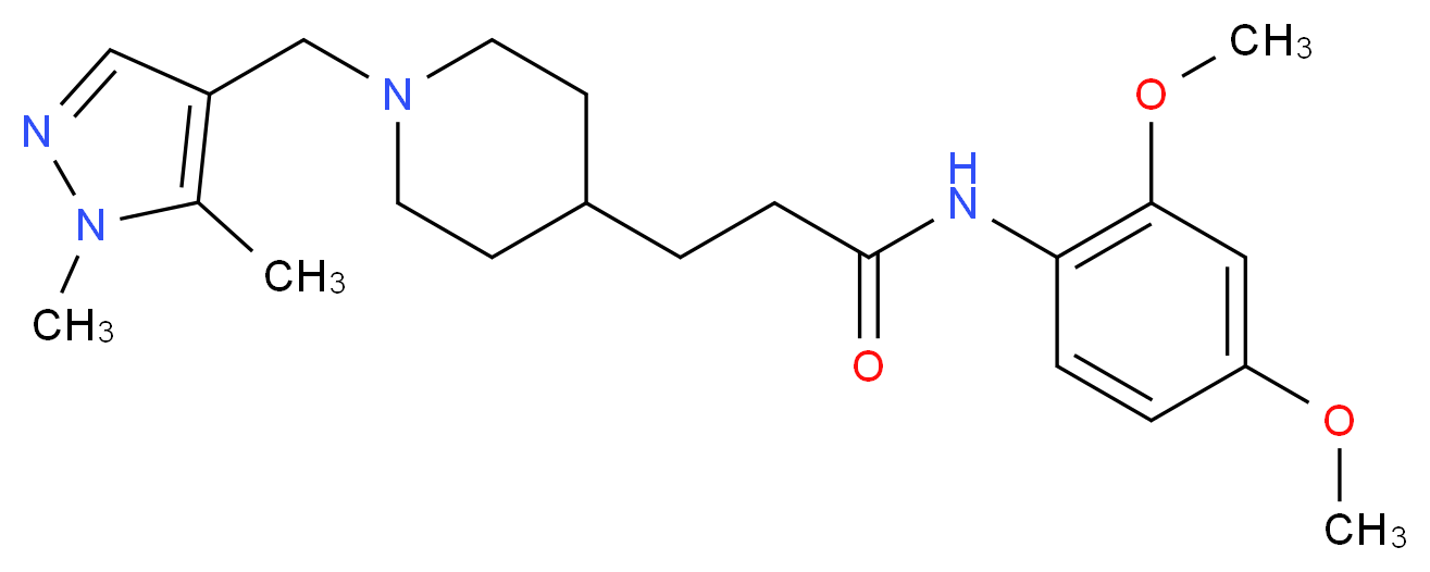 N-(2,4-dimethoxyphenyl)-3-{1-[(1,5-dimethyl-1H-pyrazol-4-yl)methyl]-4-piperidinyl}propanamide_Molecular_structure_CAS_)