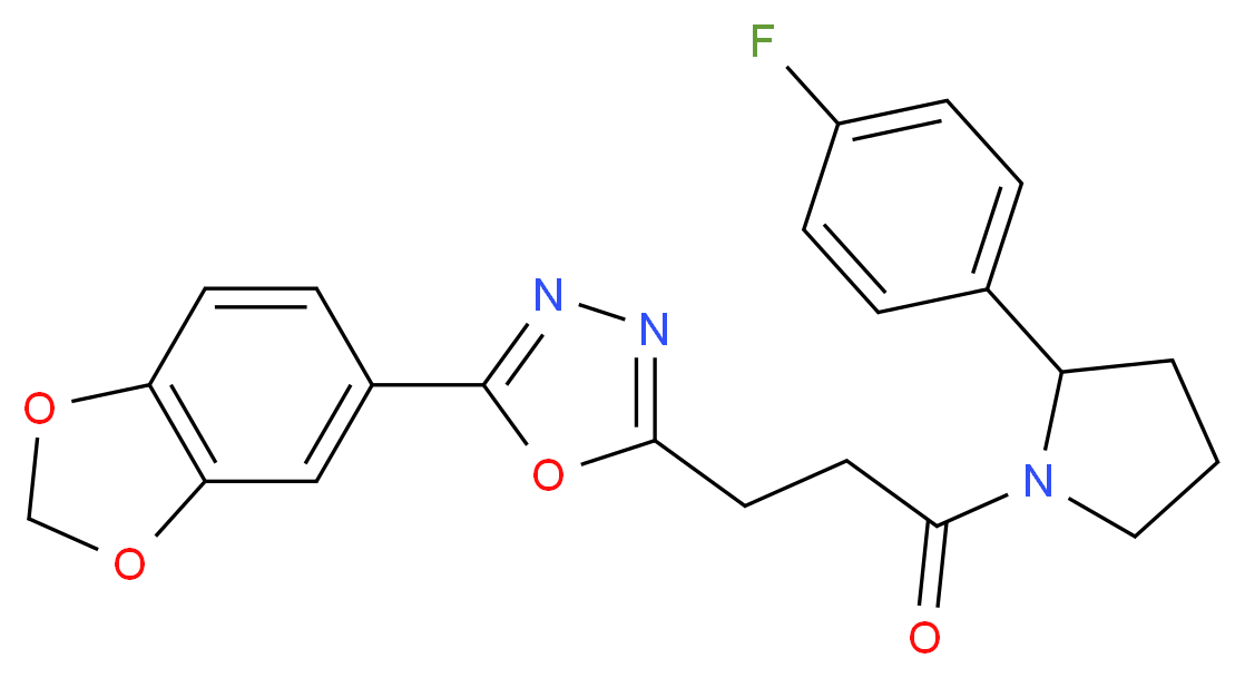 2-(1,3-benzodioxol-5-yl)-5-{3-[2-(4-fluorophenyl)-1-pyrrolidinyl]-3-oxopropyl}-1,3,4-oxadiazole_Molecular_structure_CAS_)