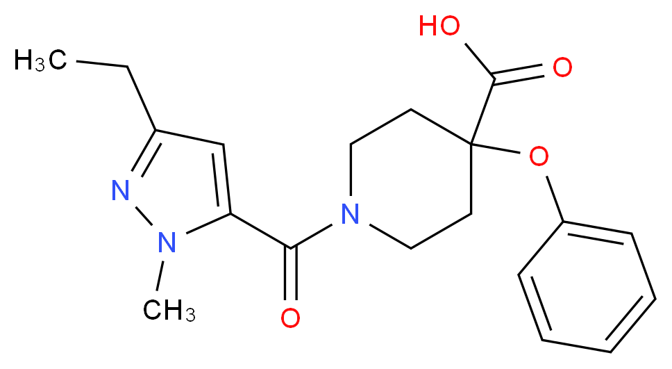 1-[(3-ethyl-1-methyl-1H-pyrazol-5-yl)carbonyl]-4-phenoxypiperidine-4-carboxylic acid_Molecular_structure_CAS_)