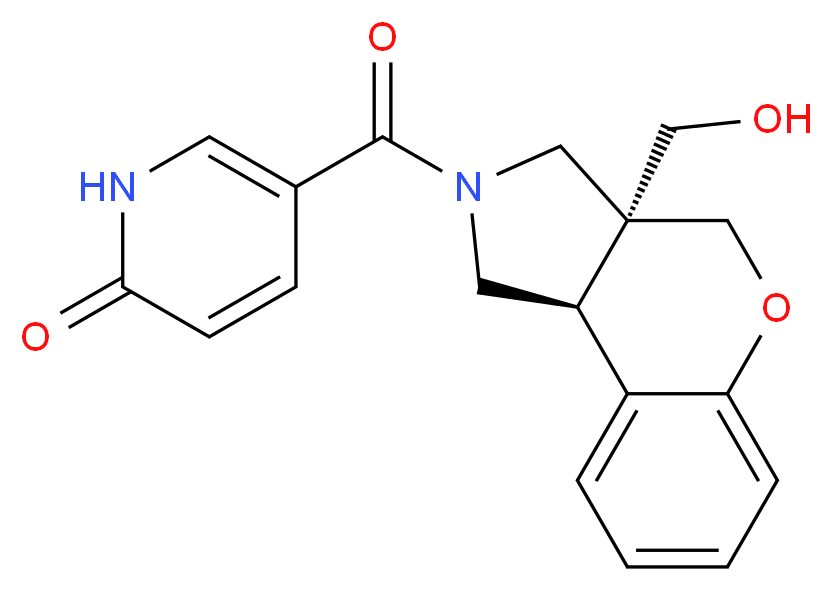 5-{[(3aS*,9bS*)-3a-(hydroxymethyl)-1,3a,4,9b-tetrahydrochromeno[3,4-c]pyrrol-2(3H)-yl]carbonyl}pyridin-2(1H)-one_Molecular_structure_CAS_)