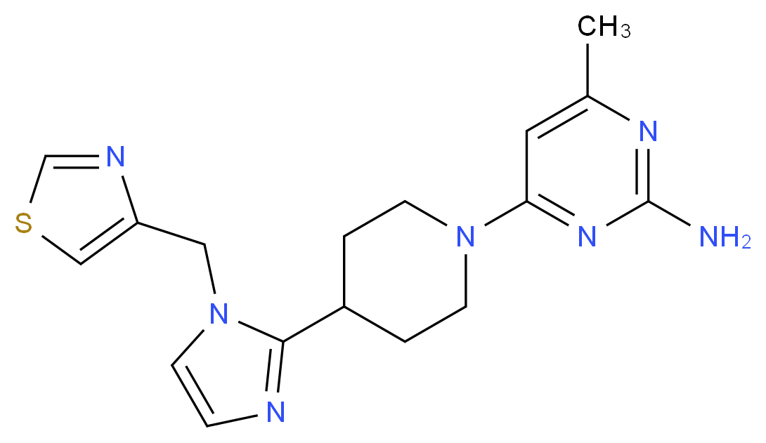 4-methyl-6-{4-[1-(1,3-thiazol-4-ylmethyl)-1H-imidazol-2-yl]-1-piperidinyl}-2-pyrimidinamine_Molecular_structure_CAS_)