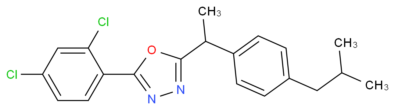 2-(2,4-dichlorophenyl)-5-[1-(4-isobutylphenyl)ethyl]-1,3,4-oxadiazole_Molecular_structure_CAS_)
