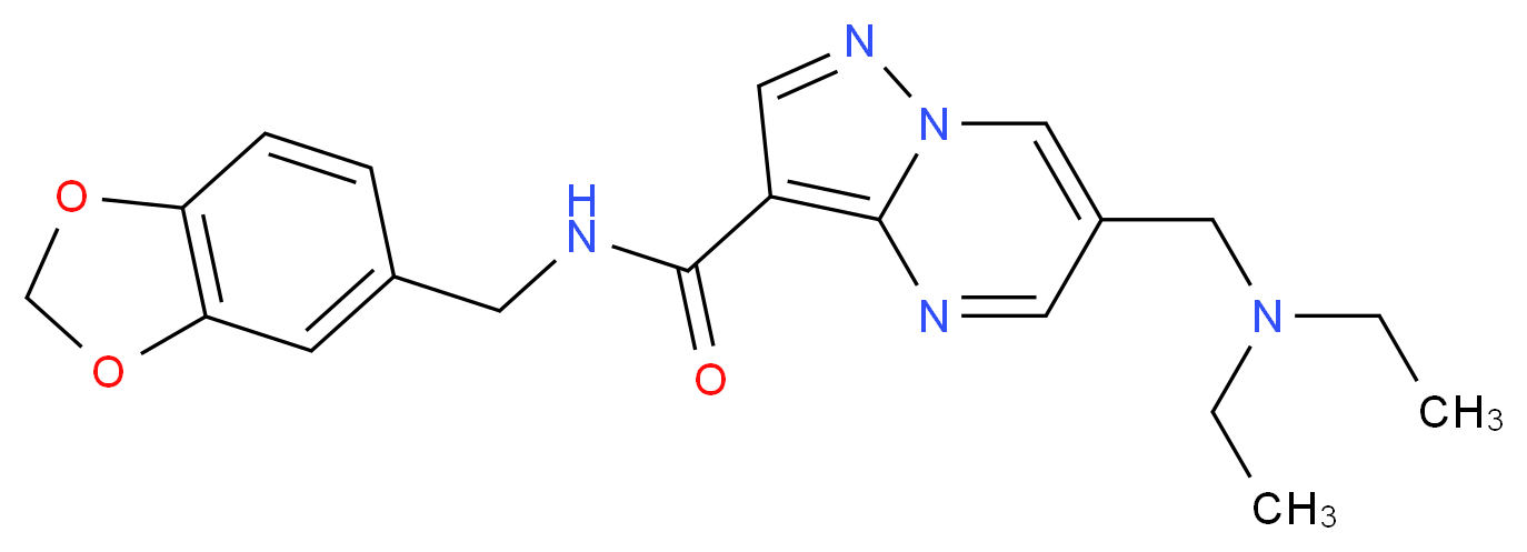 N-(1,3-benzodioxol-5-ylmethyl)-6-[(diethylamino)methyl]pyrazolo[1,5-a]pyrimidine-3-carboxamide_Molecular_structure_CAS_)