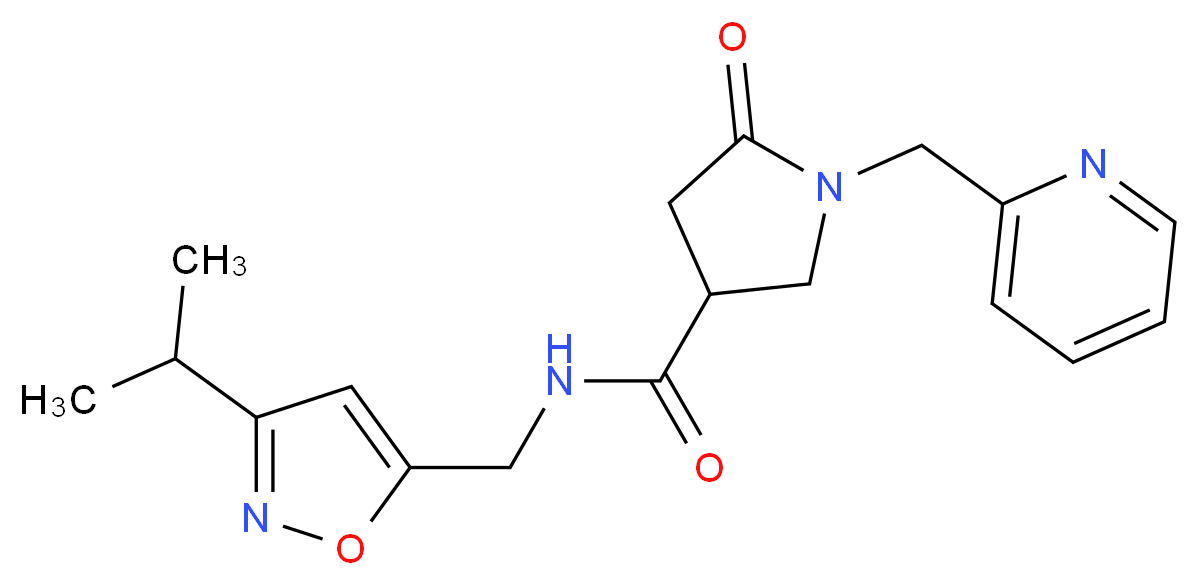 N-[(3-isopropylisoxazol-5-yl)methyl]-5-oxo-1-(pyridin-2-ylmethyl)pyrrolidine-3-carboxamide_Molecular_structure_CAS_)