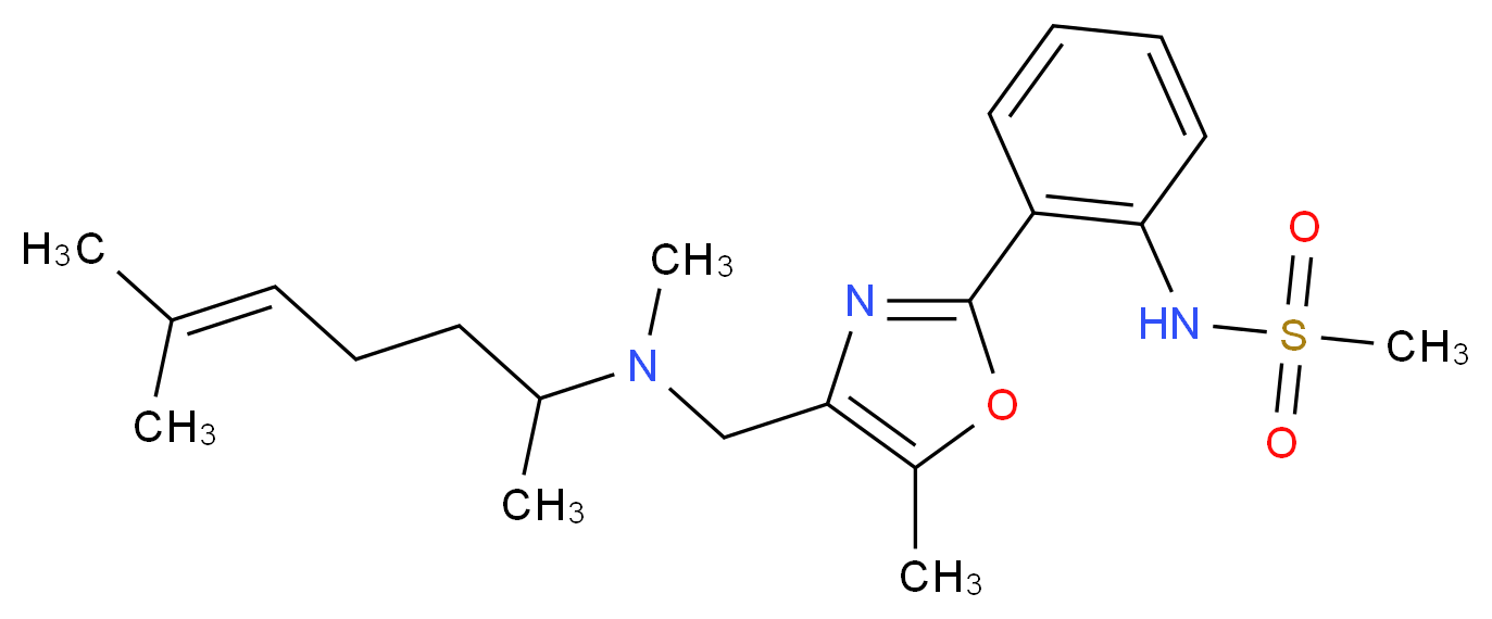 N-[2-(4-{[(1,5-dimethyl-4-hexen-1-yl)(methyl)amino]methyl}-5-methyl-1,3-oxazol-2-yl)phenyl]methanesulfonamide_Molecular_structure_CAS_)
