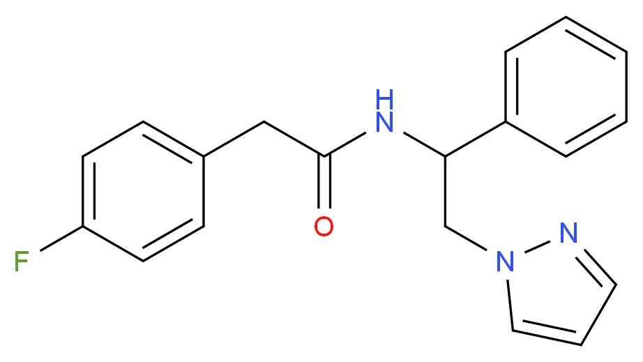 2-(4-fluorophenyl)-N-[1-phenyl-2-(1H-pyrazol-1-yl)ethyl]acetamide_Molecular_structure_CAS_)