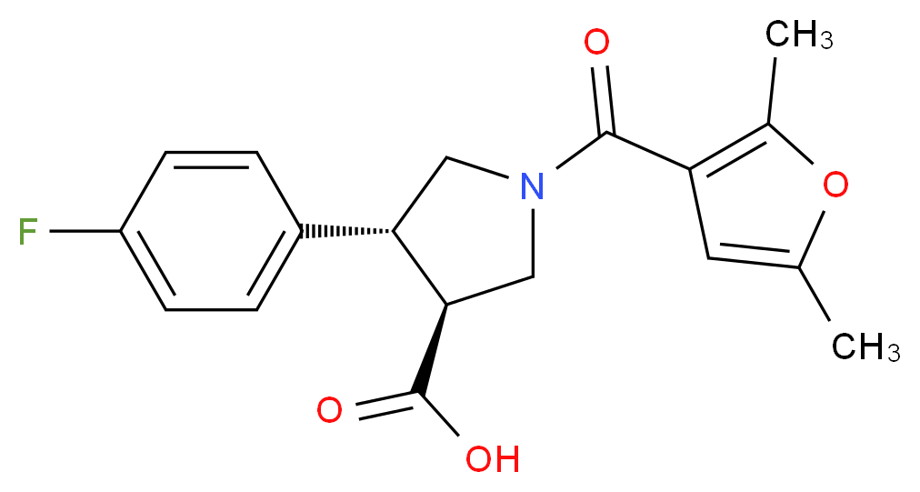 (3S*,4R*)-1-(2,5-dimethyl-3-furoyl)-4-(4-fluorophenyl)pyrrolidine-3-carboxylic acid_Molecular_structure_CAS_)