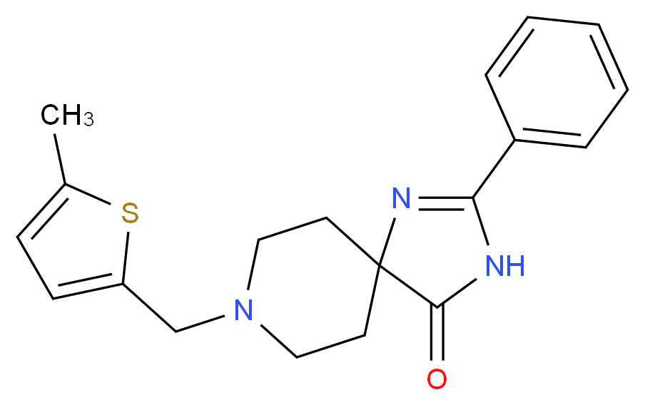 8-[(5-methyl-2-thienyl)methyl]-2-phenyl-1,3,8-triazaspiro[4.5]dec-1-en-4-one_Molecular_structure_CAS_)