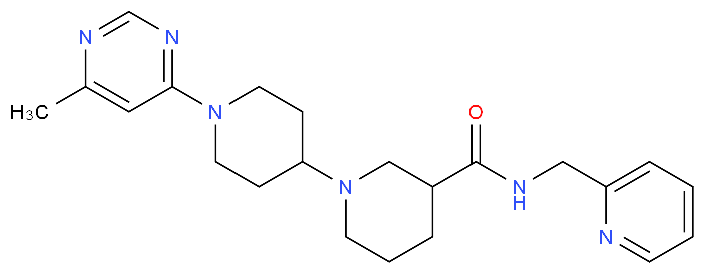 1'-(6-methylpyrimidin-4-yl)-N-(pyridin-2-ylmethyl)-1,4'-bipiperidine-3-carboxamide_Molecular_structure_CAS_)