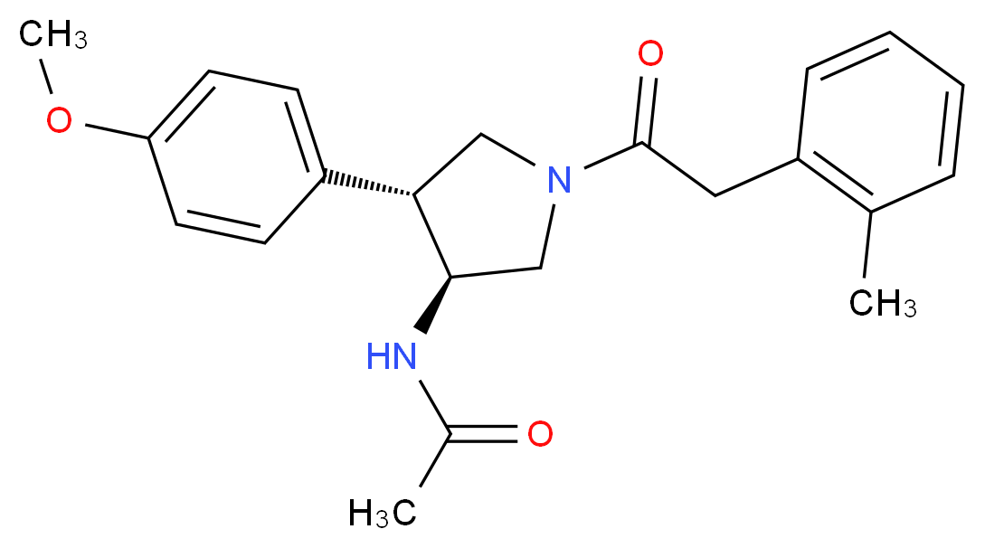 N-{(3S*,4R*)-4-(4-methoxyphenyl)-1-[(2-methylphenyl)acetyl]-3-pyrrolidinyl}acetamide_Molecular_structure_CAS_)