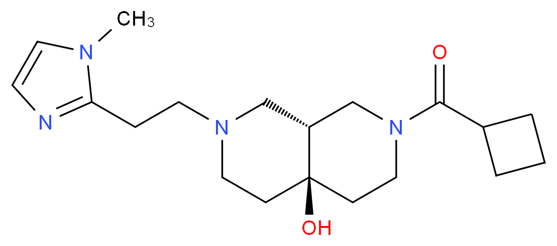 (4aR*,8aR*)-2-(cyclobutylcarbonyl)-7-[2-(1-methyl-1H-imidazol-2-yl)ethyl]octahydro-2,7-naphthyridin-4a(2H)-ol_Molecular_structure_CAS_)