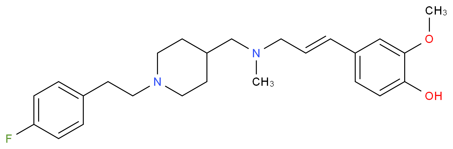 4-{(1E)-3-[({1-[2-(4-fluorophenyl)ethyl]-4-piperidinyl}methyl)(methyl)amino]-1-propen-1-yl}-2-methoxyphenol_Molecular_structure_CAS_)