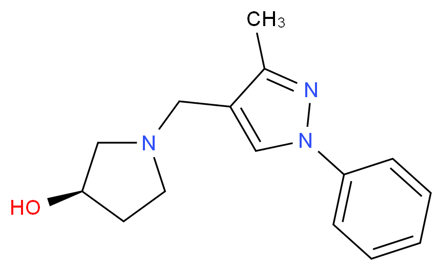 (3R)-1-[(3-methyl-1-phenyl-1H-pyrazol-4-yl)methyl]pyrrolidin-3-ol_Molecular_structure_CAS_)