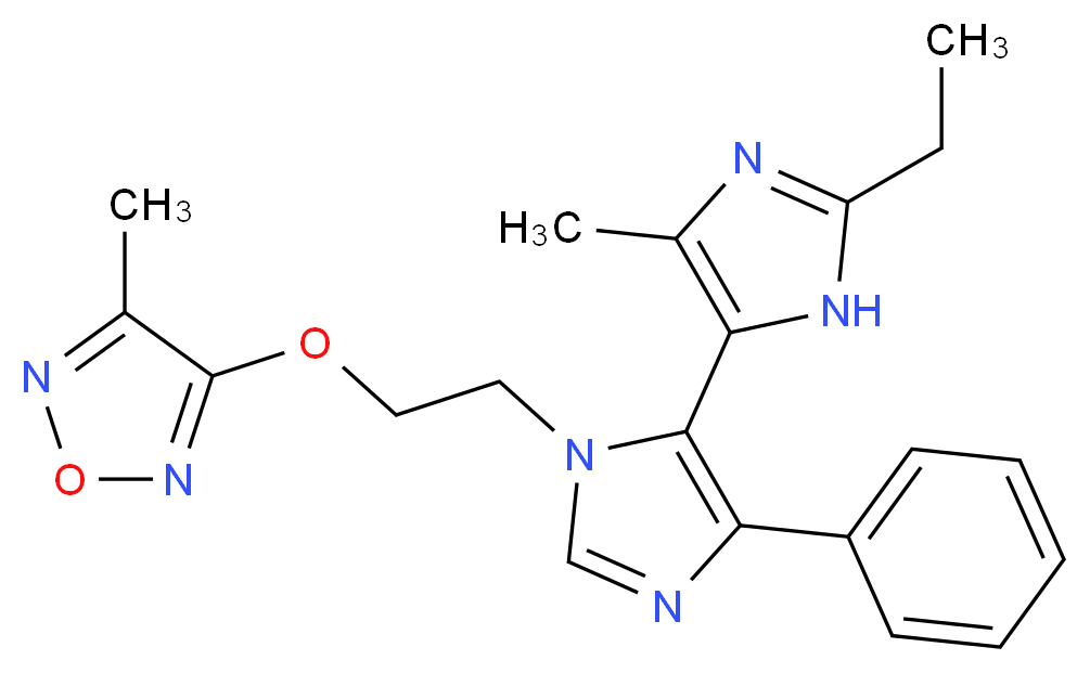 2-ethyl-5-methyl-3'-{2-[(4-methyl-1,2,5-oxadiazol-3-yl)oxy]ethyl}-5'-phenyl-3H,3'H-4,4'-biimidazole_Molecular_structure_CAS_)