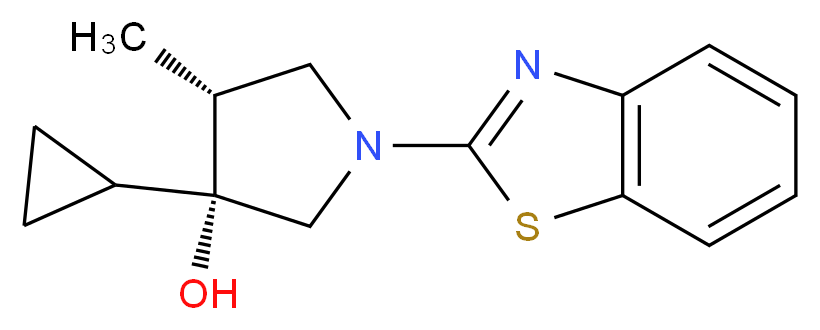 (3R*,4R*)-1-(1,3-benzothiazol-2-yl)-3-cyclopropyl-4-methylpyrrolidin-3-ol_Molecular_structure_CAS_)