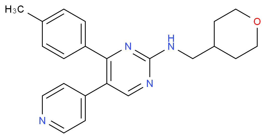 4-(4-methylphenyl)-5-pyridin-4-yl-N-(tetrahydro-2H-pyran-4-ylmethyl)pyrimidin-2-amine_Molecular_structure_CAS_)